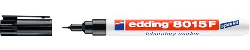 edding 8015 F laboratoriemärkpenna – svart – 1 penna – rund spets 0,75 mm – perfekt för extra fin märkning av släta och transparenta ytor (t.ex. reaktionsglas, laboratorieutrustning, etiketter)