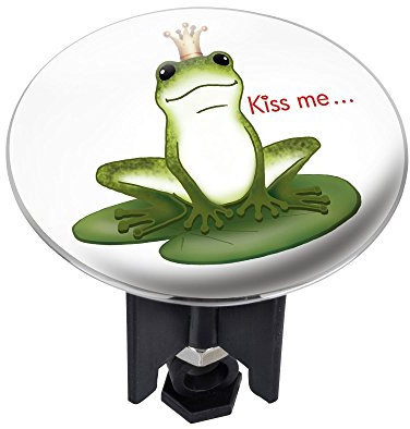 WENKO 21249100 Waschbeckenstöpsel Pluggy XL Kiss me - Abfluss - Stopfen, Messing, Kunststoff, Durchmesser 6,2 x 6,5-9,5 cm