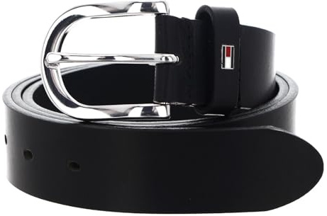 Tommy Hilfiger Donna Cintura New Danny Belt Cintura in Pelle, Nero (Masters Black), 85 cm
