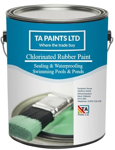 T A Paints Ltd Chlorinated Rubber Swimming Pool Paint For Concrete, Primed Fiberglass, Brick & Stone Excellent waterproofing and chemical protection also for ponds (5L Black)
