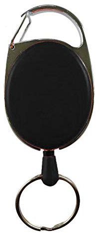 Ausziehbarer Schlüsselhalter JoJo, Schlüsselband Ausweis JoJo mit starker Feder und reißfester Schnur (75cm), Schlüsselanhänger - 4 Farben (schwarz)