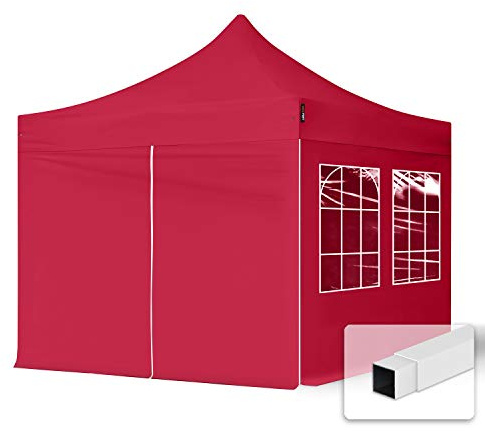 TOOLPORT 3x3m Pavillon Faltpavillon Klappzelt inkl. 4 Seitenteile Stahl Faltzelt Garten Partyzelt rot