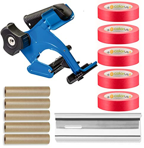 Colorus Handabdeckroller Set Abdeckpapier 15 cm Fineline Extra Strong | Spezialpapierband 30 mm x 50 m und Abreißklinge 150 mm im Set, bis zu 150 Tage UV-beständig abdecken