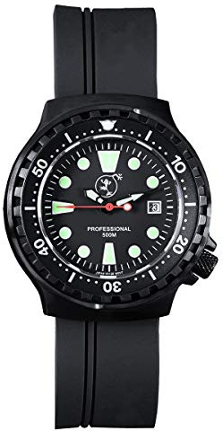 BOMBFROG Damen Taucheruhr | schwarz | lumineszierend | Uhr Professional 500
