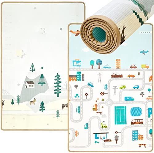 Mamabrum Alfombra Infantil Acolchada 120x180cm - Alfombra Bebé Antideslizante de Espuma XPE - Niños Antibacteriana sin Olor para Gatear y Jugar - Diseño Ciudad y Fantasía