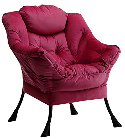 HollyHOME Sessel Wohnzimmer Schlafzimmer Relaxsessel Ohrensessel Samt Lesesesse Relax Sessel Lounge Sessels mit Armlehnen, Rot