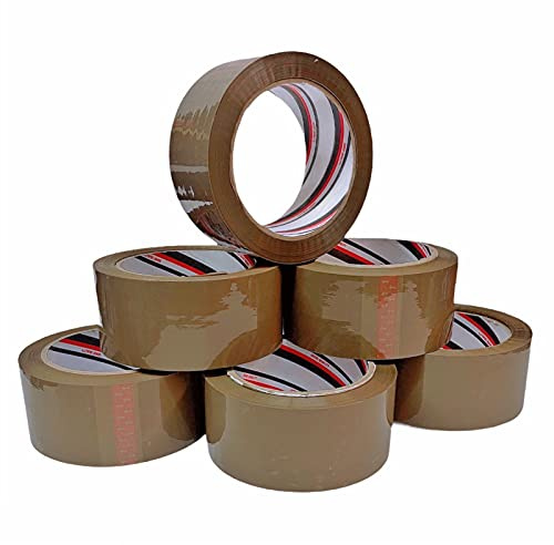 LUCIFERIA Cinta Embalar 48MM x 100M Precinto Adhesivo Extrafuerte y Resistente para Embalar,Cinta Embalaje para Embalar Paquetes y Cajas de Envío y Mudanza,6 Rollos Color Marrón