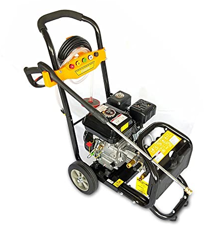 Benzin Hochdruckreiniger Set, 7,5 PS 170 Bar Benzin Hochdruckreiniger Dampfstrahler Flächenreiniger Motor Vollgummiräder für stärkere Verschmutzungen