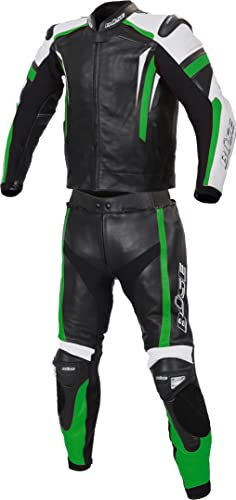 Büse Track 2-Teiler Damen Motorrad Lederkombi (Black/Green,42)