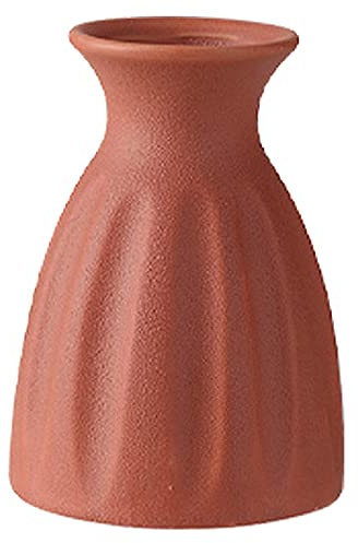 rismart Bunt Blumenvase Keramik Deko Vase Blume für Zuhause, Wohnzimmer Rot Topf 13.5 x 10 cm