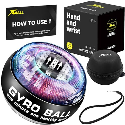XMALL Handled Power Gyroboll, handunderarmsförstärkare, handledstränare, automatisk start färgglad belysning (svart)
