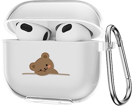 CasurvivePro Kopfhörer für AirPods 3 Hüllen, mit Karabiner, transparente TPU-Hüllen mit niedlichem Muster, Kopfhörer für Apple AirPods (3rd Generation) Ladehülle Hüllen