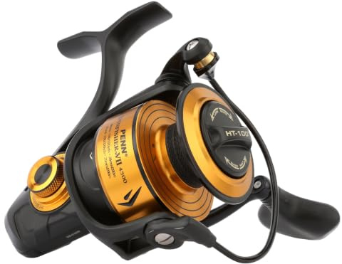 Penn Spinfisher VII Spinnrolle, Live Liner & Longcast | Salzwasser-Seeangelrolle mit IPX5-Dichtung und CNC | Angler für Boot, Küste, Brandung und Felsen | Mehrere Größen | Schwarz-Gold