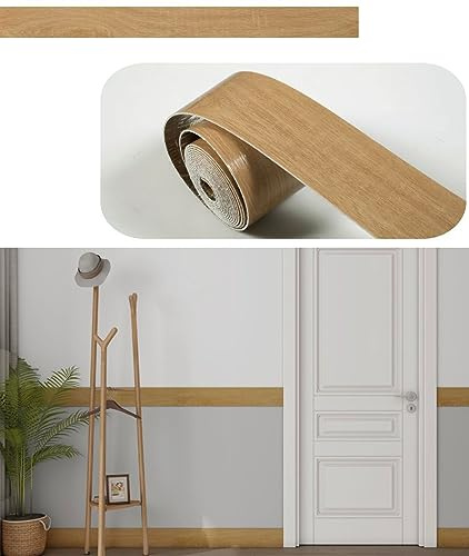 Dostear BordüRe Selbstklebend Kinderzimmer Tapeten Wohnzimmer Wanddeko Badezimmer 3d Fliesenaufkleber Wandleisten gelbes Holz 10x500cm