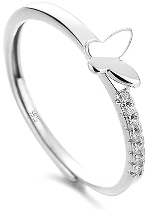 AIFUYUDM Silber Ringe für Frauen 925 Verstellbar Brilliant Ringe Frauen & Herren Verlobungsring Silberring Damen Individualisierung Ring für Damen Schmuck mit Geschenkbox