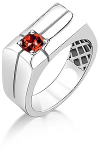 BySilverStone - Roter Rubin-Herren-Solitärring Aus Sterlingsilber, Rubin-Statement-Ring Für Männer, Männlicher Versprechensring Mit Rubin, Roter Steinring
