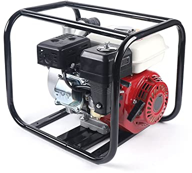 CCGOT Pompe à eau auto-amorçante 6,5 CV 210 cm³ 36 m³/h et hauteur de refoulement 28 m Raccord 2 Pompe de jardin Pompe à eau sale Pompe à essence 4 temps avec 2 joints d'entrée et de sortie,