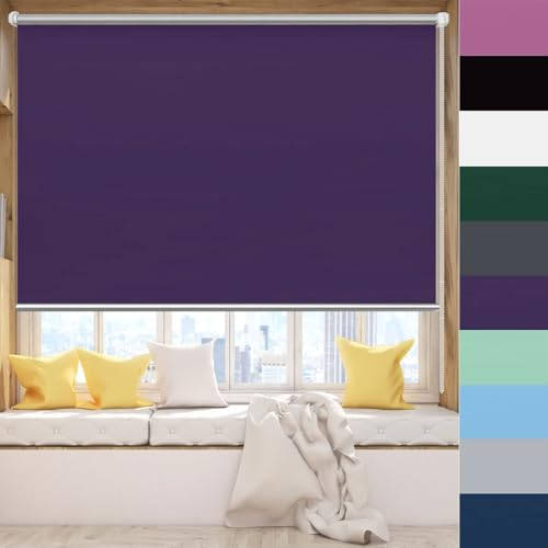Doppelrollo Klemmfix Ohne Bohren 105 x 50 cm Blickdicht Hitzeschutz Klemmfix Rollo Seitenzugrollo Verstellbare für Fenster und Tür, Lila