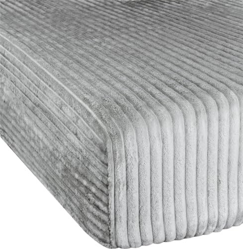 Spannbettlaken aus Streifen-Flanell in verschiedenen Größen für hohe Matratzen | 90-100 cm x 200 cm bis 200 cm x 200 cm Farbe Hellgrau Größe 90-100 cm × 200 cm
