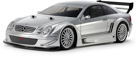Tamiya 47493 1:10 RC MB CLK AMG 2002 TT-02 Silber lackiert - ferngesteuertes Auto, RC Fahrzeug, Modellbau, Bausatz zum Zusammenbauen, Hobby, Basteln, RC Modellbau