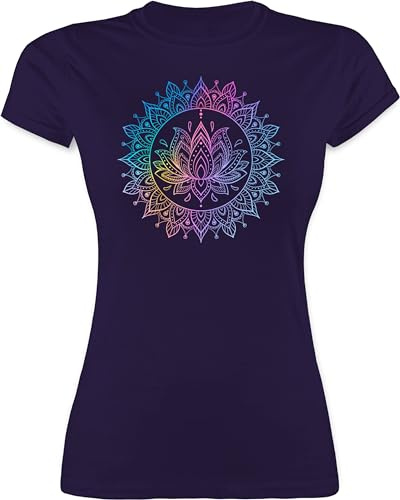 Shirtracer - Shirt Damen - Yoga - Mandala Lotusblume I Spirituelle Meditation I Pilates Lotus Entspannung