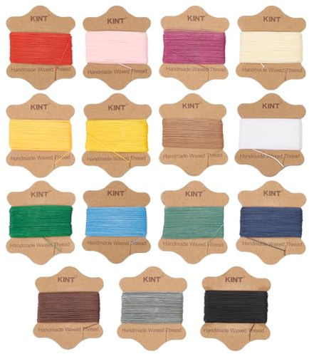 WEBEEDY Gewachstes Leinengarn, Kordel, 15 Farbe, 328 Yard, Buchbinde-Ledernähgarn, Rund, Für Armbänder, Schmuckherstellung, Handnähen, Nähen von Lederprojekten, 0.55 mm Dicke, Jeweils 21 Yard