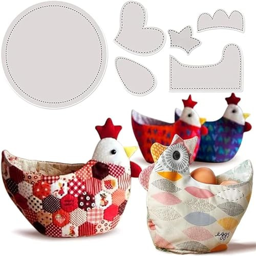 6 Stück Hennenform Schüssel Gemütliches Muster Vorlage Ostern Huhn Korb Vorlage Set Eierkorb Vorlage Set Kreative Handgemachte DIY Eierhalter Ostern Acryl Kekskorb Schüssel Nähwerkzeuge