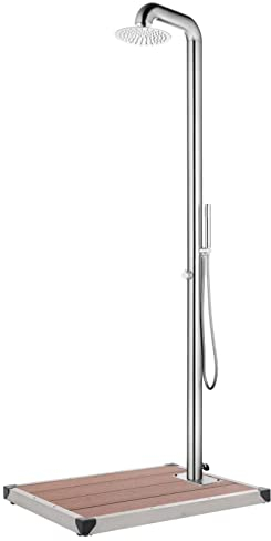 Bulliing Gartendusche mit Brauner AußEndusche Gartendusche Outdoor Dusche Garten Bodenplatte 230 cm Edelstahl