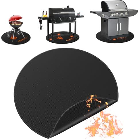 Fire Pit Mat, 39 Round Heat Proof Mat, Waterproof Fireproof Grill Pads, 3 Layer Thickened BBQ Mat Foldable Portable for Outdoor, Heat Resistant Mat for Decking, Grass, Grill, Floor, Patio, Camping
