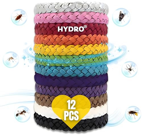 Mosquito Repellent Bracelet 12 Pcs, Adjustable Leather Band, Deet Free, Travel Essentials, Insect Repellent Bracelet, 350 Hours Mosquito Repellent Protection Suitable for All Ages.