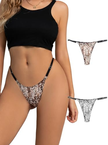 ohmydear G string tangas damer leopard stora storlekar underkläder kvinnor sexiga trosor sömlösa gjord av ice silk trosor stringtrosor underkläder trosor, 2-pack gul + vit, M