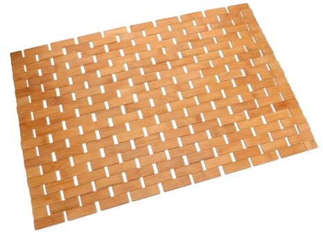 TOPBATHY rutschfeste Bambus Badematte Handgefertigte Dusche Badvorleger Mit Wärmedämmung Stabile Anti-rutsch Oberfläche Elegante Naturmatte Für Badezimmer Und Wc