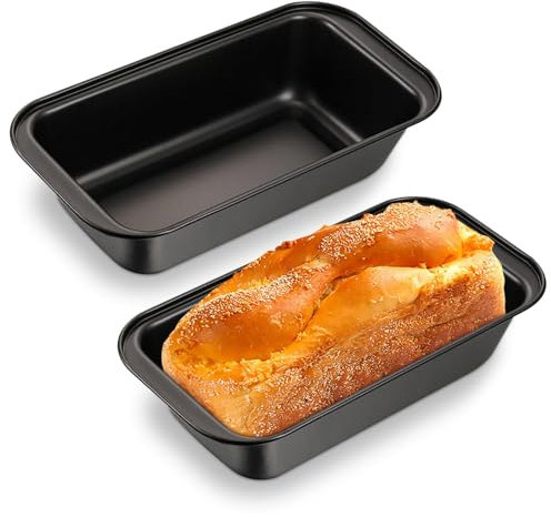 Bailtouk 2 Piezas Paquete Molde para Pan Antiadherente, Moldes para Pan de Acero Carbono Molde para Pan Rectangular Molde Pan Horno para Bizcochos, Brownies, Pasteles (Negro)