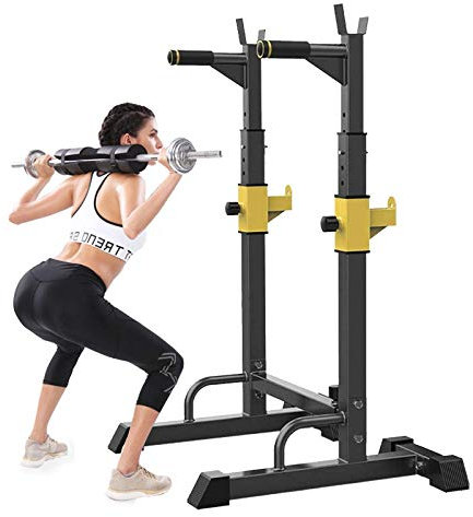 KHYTEBV Fitness-Bankdrücken-Ausrüstung Home & Gym Squat Rack Multifunktions-Langhantelständer Höhenverstellbarer Dip-Ständer Home Gym Gewichtheberbank Pr