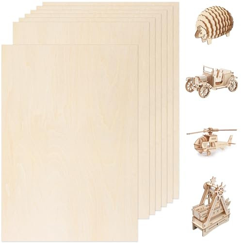 7 fogli di compensato A3, 2 mm, 420 x 300 x 2 mm, per fai da te, legno di tiglio, pannelli di legno per pittura, taglio laser, lavori di bricolage