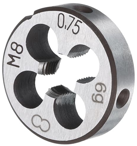 QUARKZMAN Macho De Roscar Redondo M8 X 0.75 Métrico A La Derecha Para Cortar Tornillos Machos Fijos, Acero De Herramienta De Aleación Herramienta De Reparación Para Roscar