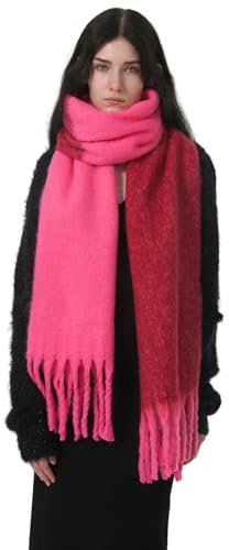 CMZYBBD Schal Herbst Winter Von Frauen Zweifarbige Nachahmung Kaschmirschal - Gemütlich, Dick Und Weicher Nackenschal-rosa-230 * 40 cm