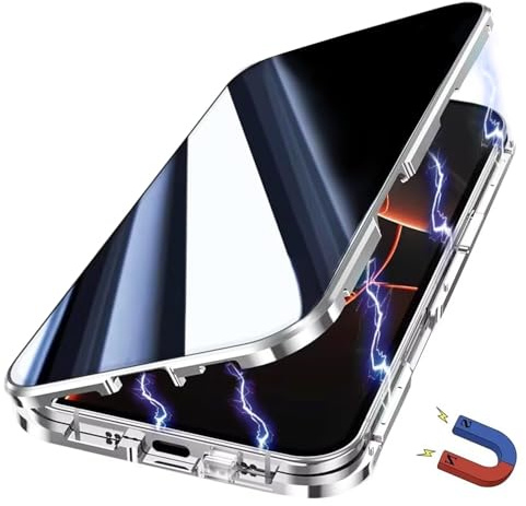 Yoursea Caso Compatible para Samsung Galaxy S22 Ultra, con Protector de Pantalla Incorporado magnético Transparente de Doble Cara de Vidrio Templado Anti-espía Anti-Espionaje Cubierta de privacidad