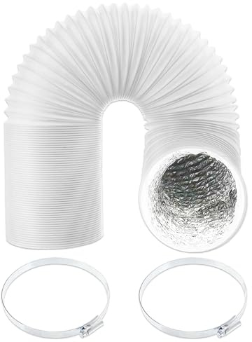 SPARES2GO Universal Air Con Vent Hose 6 x 3m PVC Aluminium Foil Insulated Portable Air Conditioner AC Duct Outlet Pipe + Clamp Clips