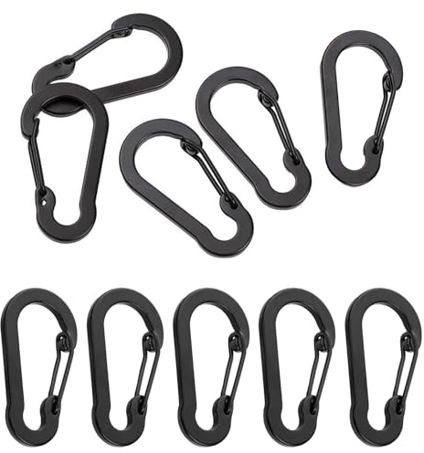 10 Stück Karabinerhaken Klein Schwarz,Karabiner Schlüsselanhänger,Karabiner Klein,Aluminium D-Ring Karabiners Schlüsselanhänger,Carabiner Schwarz,für Outdoor Sport,Camping,Reisen,Wandern,Angeln
