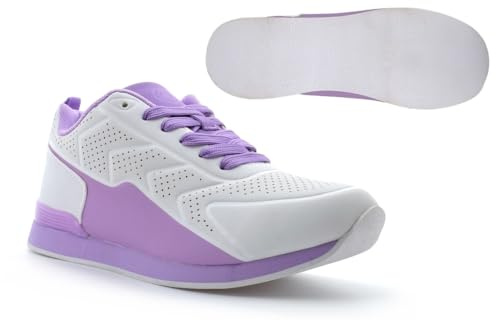 Womens Bowling Shoes Womens Bowling Trainers Size 5 Lawn Bowls Shoes Size 6 Ladies Bowls Trainers Garden Bowl Shoe Garden Bowl Trainer Lace Up Sizes 3-8 White/Lilac
