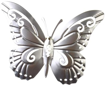 F Fityle Metal Butterfly Wall Art Decor Butterflies Wall Sculpture 3D Ornament,Hanging Decoration,Outdoor Fence for Bedroom Farmhouse, silver
