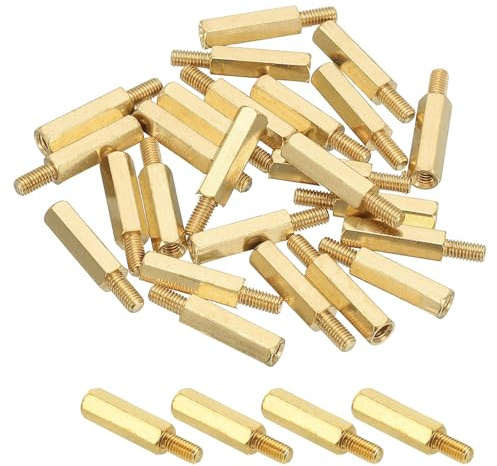 PATIKIL M2,5 Messing Sechskant-Standoff 25 Stk PCB Hauptplatine Abstandsschrauben Für Drohne Quadrocopter Computerbau Elektronikprojekte Leiterplatte Gold (M2,5 x 15mm+6mm)