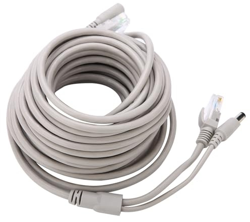 Pssopp RJ45 + DC Cat 5 Câble CCTV Ethernet, Caméras IP System NVR et Câble Cat 5 pour la Surveillance Commerciale, Connexions Masculines et Féminines, Légère et Portable, Pratique (10m)