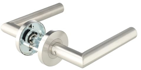 Aperit Manija de la puerta: manija de puerta de acero inoxidable par a roseta – redondo – mate – Juego de manillas para puertas interiores – Modelo T – EN1906 clase 3-49.206.06