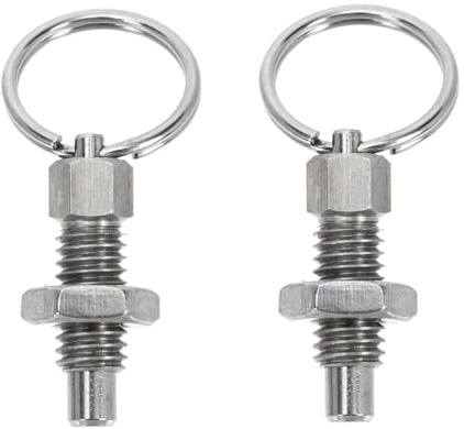 Homoyoyo 2pcs Spring Plunger with Pulls Ring Stainless Steel Silver Locking Pin Stable Mechanical Industry Maintenance Fastener