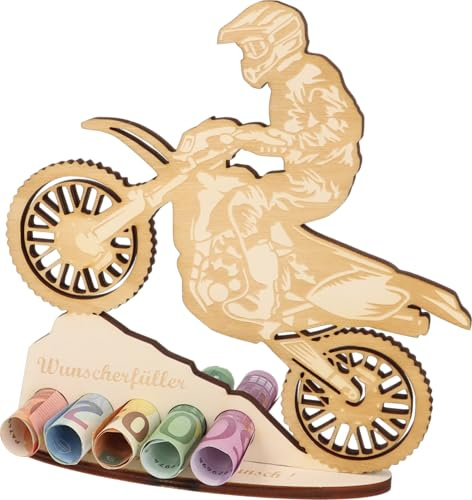 XL Geldgeschenk aus Holz|Geschenkidee|Gutscheinverpackung|witziges Geschenk|Geldgeschenk für Frauen und Männer (Motocross Herzlichen Glückwunsch)