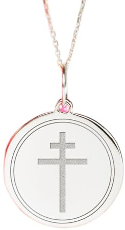LKBEADS Collier avec pendentif Croix de Lorraine en argent sterling 925 | Charm délicat | Avec chaîne de 45 cm. Taille : 24 mm | Bijou unisexe fait main plaqué argent | LKRPS_00174