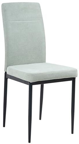 Beliani Conjunto de 4 sillas de Comedor de Tela tapicería de poliéster Patas de Hierro Negro sin reposabrazos Comedor Verde Claro Riner