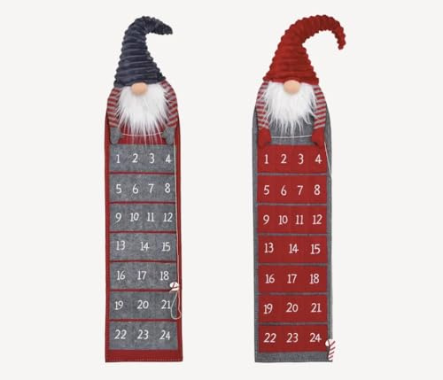 Adventskalender 2025 Wichtel aus Filz, in 2 Farben, ideal als Geschenk, DIY zum befüllen, Weihnachtsdeko zum aufhängen, 24 Fächer